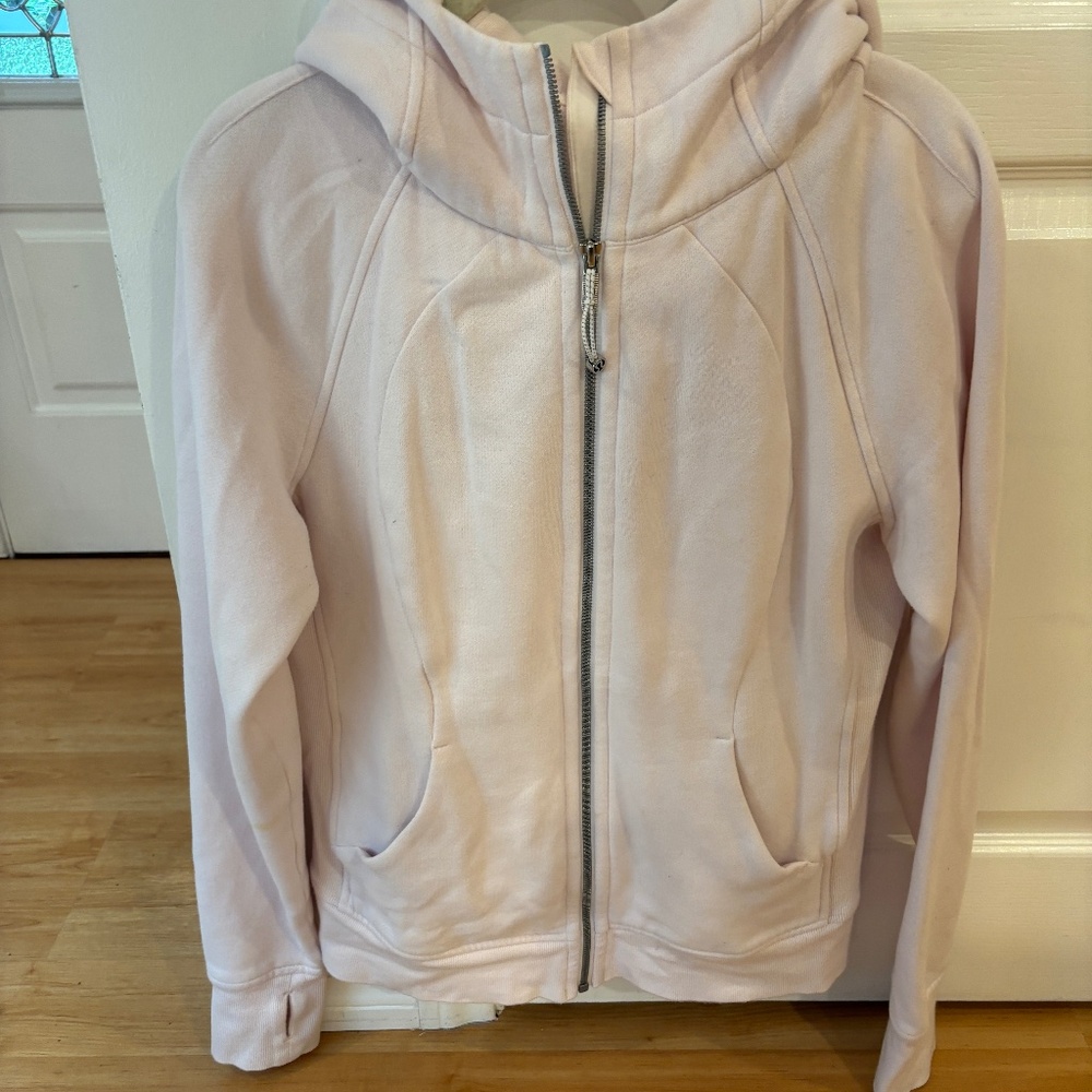 WOMEN'S LULULEMON CREAM OATMEAL SCUBA HOODIE 10 SILVER HARDWARE